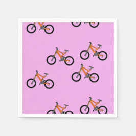 Fietsen patroon op roze servet