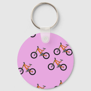 Fietsen patroon op roze sleutelhanger