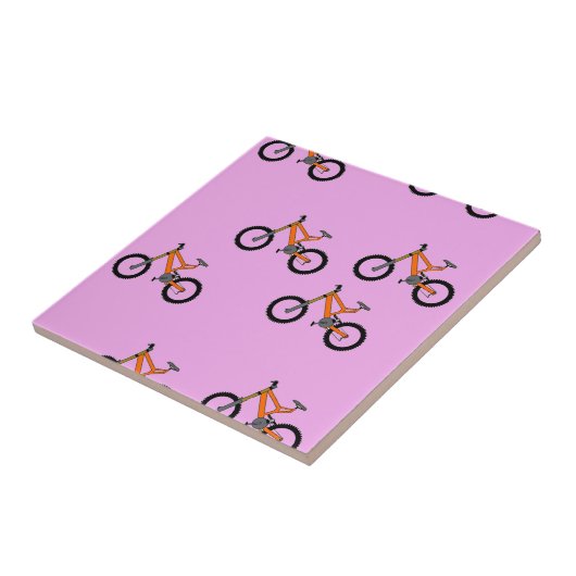 Fietsen patroon op roze tegeltje (Zijkant)