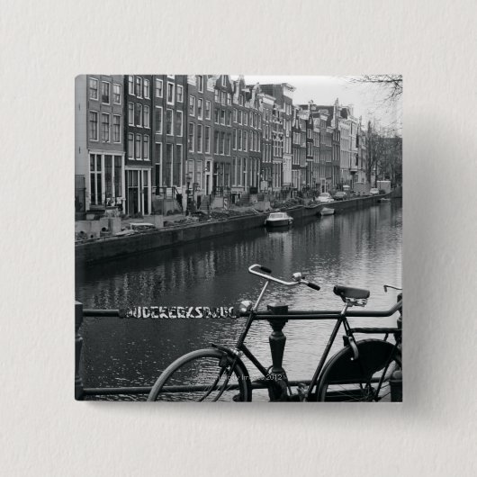 Fietsen per kanaal vierkante button 5,1 cm (Voorkant)