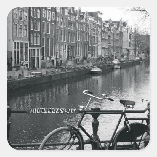 Fietsen per kanaal vierkante sticker (Voorkant)