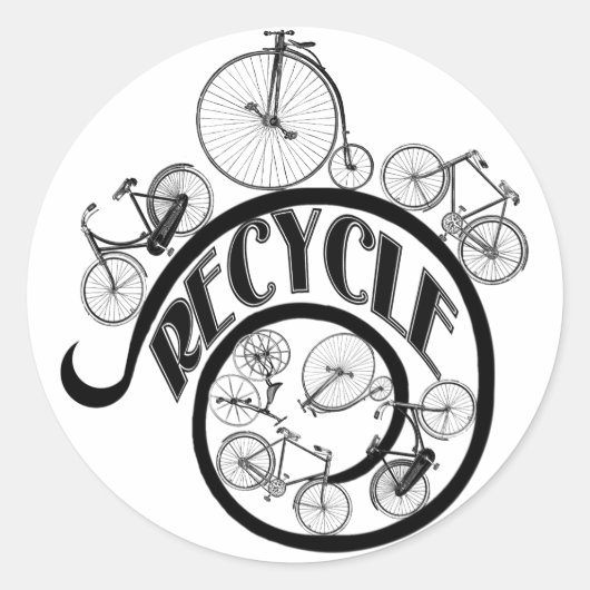  fietsen Recyclen kleding en cadeaus Ronde Sticker (Voorkant)