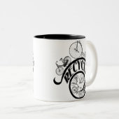  fietsen Recyclen kleding en cadeaus Tweekleurige Koffiemok (Voorkant rechts)