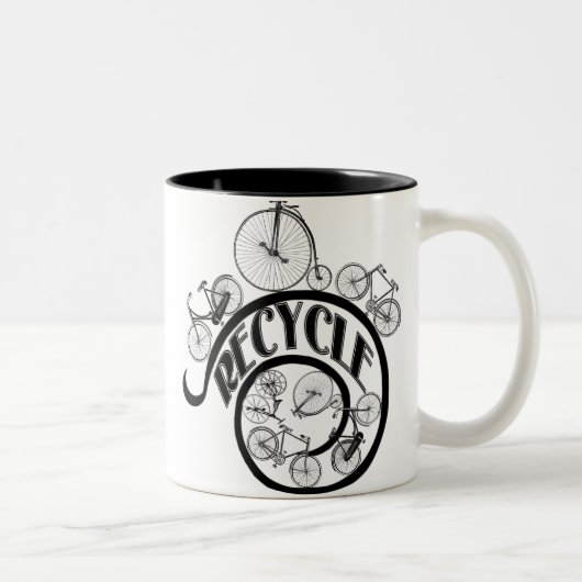 fietsen Recyclen kleding en cadeaus Tweekleurige Koffiemok (Rechts)