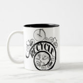 fietsen Recyclen kleding en cadeaus Tweekleurige Koffiemok (Links)