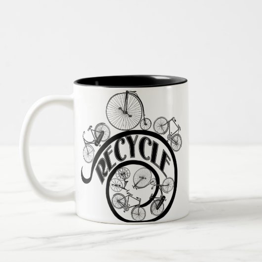  fietsen Recyclen kleding en cadeaus Tweekleurige Koffiemok (Links)