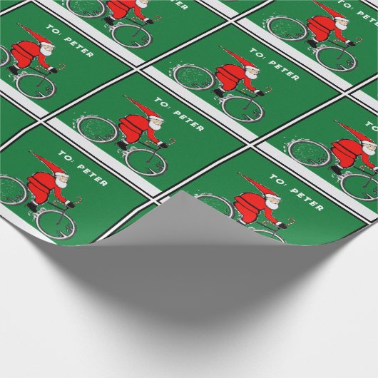 Fietsen Santa Kerstcadeau Cadeaupapier (Hoek)