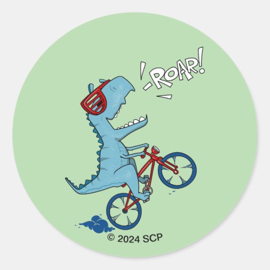Fietsen T-Rex Roar Ronde Sticker (Voorkant)