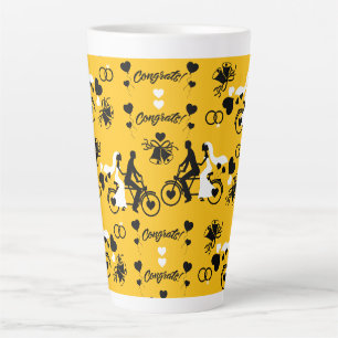 Fietsen Tandem Romantische bruiloft en Verloving Latte Mok