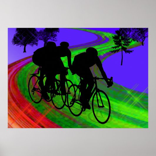 Fietsen Trio op Ribbon Road Poster (Voorkant)