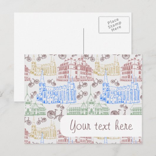 Fietsen van Aarhus, gepatterd Briefkaart (Voorkant / Achterkant)