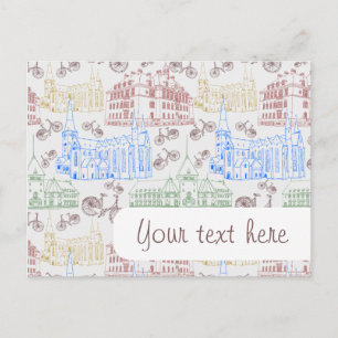 Fietsen van Aarhus, gepatterd Briefkaart