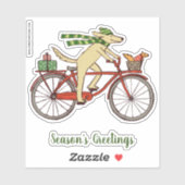 Fietsen van hond en eekhoorn Seizoenskruiper Sticker (Vel)