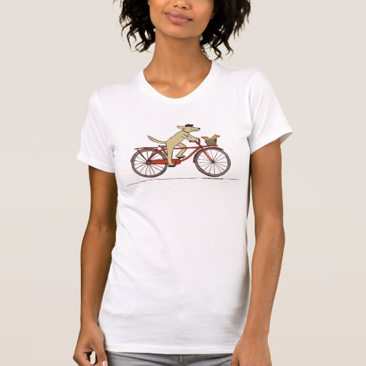 Fietsen van hond met eekhoorn - Ontwerp van grappi T-shirt (Voorkant)