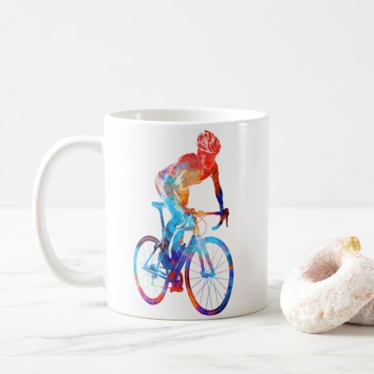 Fietsen van Waterverven voor fietsen Koffiemok (Met donut)