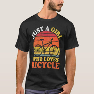 Fietsen Vintage gewoon een meisje dat van fiets ho T-shirt