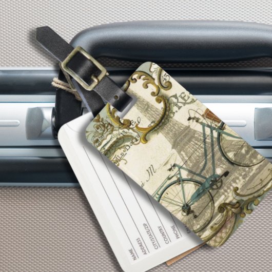 fietsen voor chic - reizigers parijs eiffeltoren bagagelabel