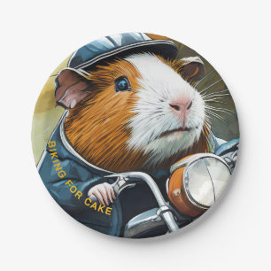 Fietsen voor taart, Guinee Pig op Retro Motorbike Papieren Bordje