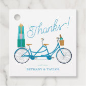 Fietsen voor twee Waterverven Tandem Bike Bedankjes Labels (Voorkant)