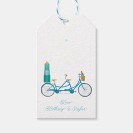 Fietsen voor twee Waterverven Tandem Bike Cadeaulabel