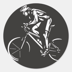 fietsen wieler inverse silhouet ronde sticker