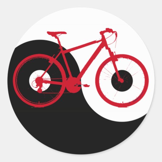 fietsen / yin yang ronde sticker (Voorkant)
