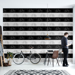 Fietsen zwart en grijs behang