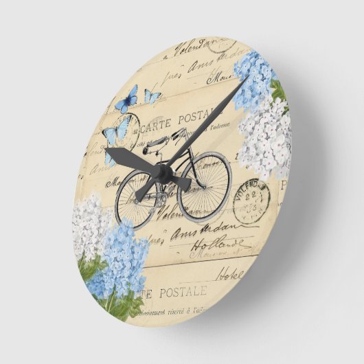 fietsenblauw Hydrangeas Parijs Wandklok (Hoek)