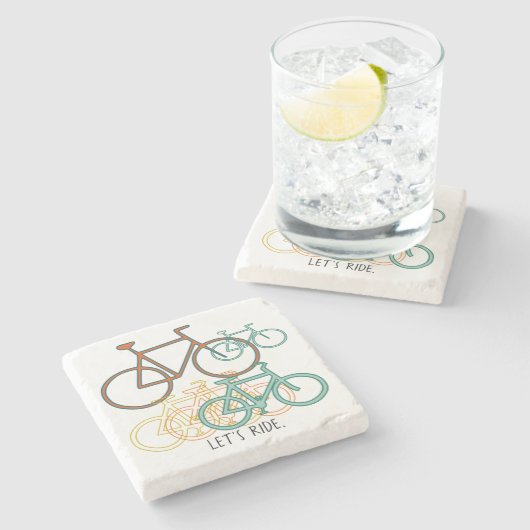 Fietsencollage Let's Ride Stenen Onderzetter (Zijkant)