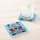Fietsend Koppel Romantisch Cadeau Glazen Onderzetter (Schuin)