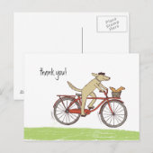 Fietsende Hond en Eekhoorn Whimsical Bedankt Aange Briefkaart (Voorkant / Achterkant)