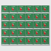 Fietsende Kerstman Kerstcadeau Cadeaupapier (Vlak)