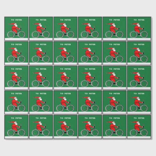 Fietsende Kerstman Kerstcadeau Cadeaupapier (Vlak)