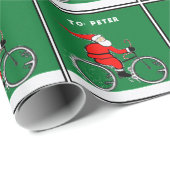 Fietsende Kerstman Kerstcadeau Cadeaupapier (Rol Hoek)