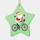 Fietsende Kerstman op de fiets Keramisch Ornament (Links)