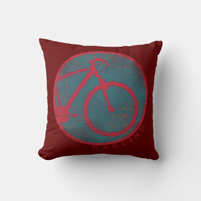 fietsende rode fiets kussen (Voorkant)