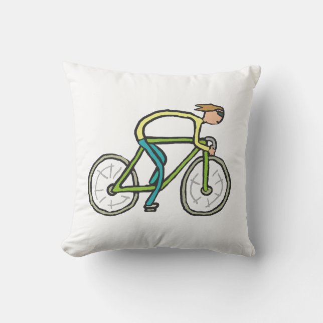 Fietsende Stickman Kussen (Voorkant)