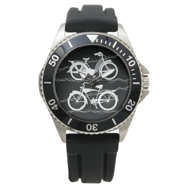 Fietsenfiets, wit horloge (Voorkant)