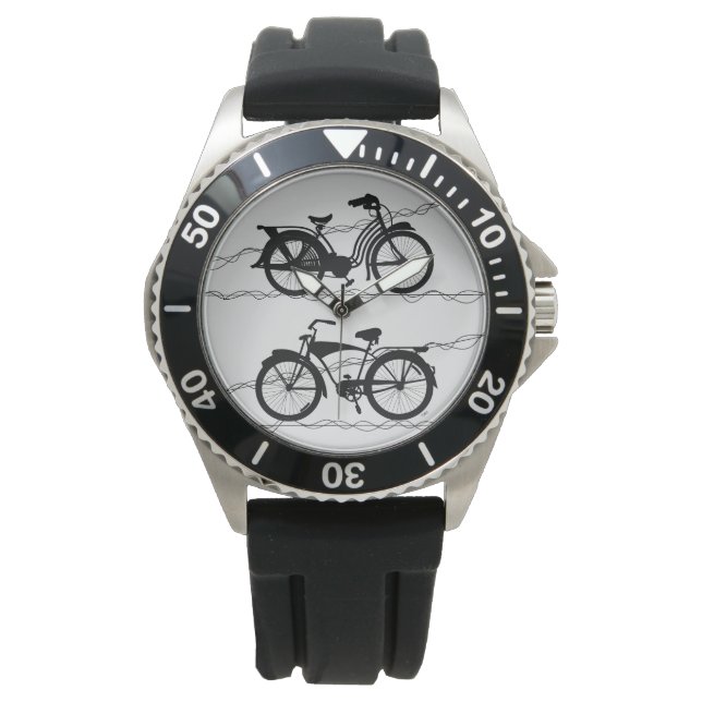 Fietsenfiets zwart 1 horloge (Voorkant)