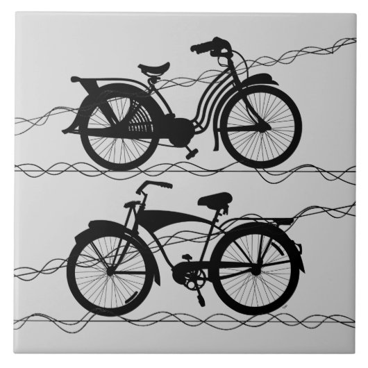 Fietsenfiets zwart 1 tegeltje (Voorkant)