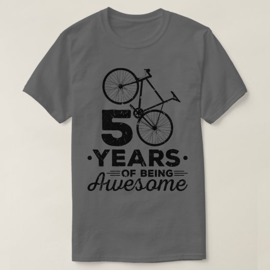 Fietsenfietsen Mannen Vrouwen 50e verjaardag fiets T-shirt (Design voorkant)