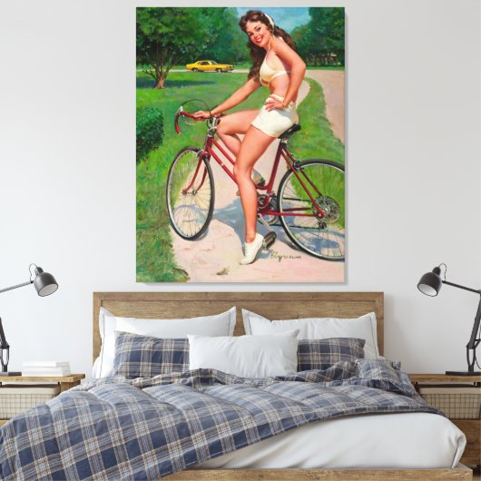fietsenfietsenpop pop in meisje canvas afdruk (Insitu (Slaapkamer))