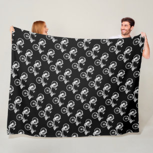  fietsenmandje zwart-wit patroon fleece deken