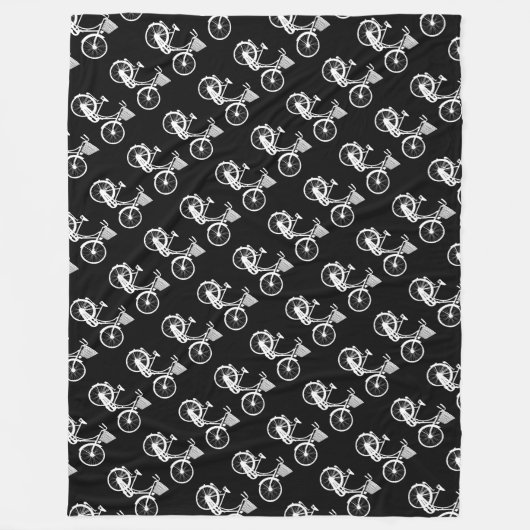  fietsenmandje zwart-wit patroon fleece deken (Voorkant)