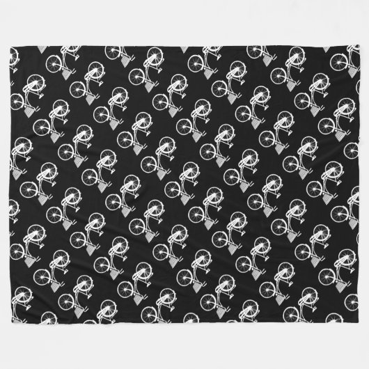  fietsenmandje zwart-wit patroon fleece deken (Voorkant (Horizontaal))