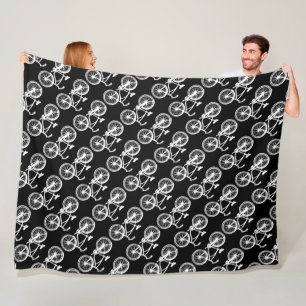  fietsenmandje zwart-wit patroon fleece deken