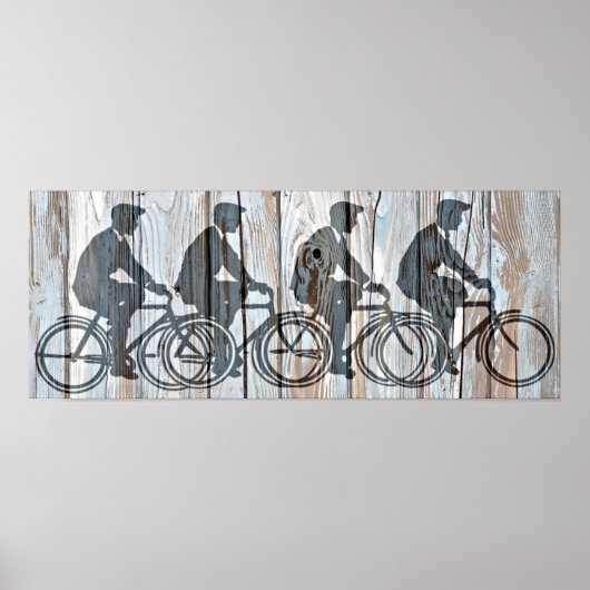  fietsenMannen Rustige Wooden Board Wall Art Poster (Voorkant)