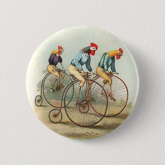  fietsenPoster, Pennyfarding Roosters Ronde Button 5,7 Cm (Voorkant)