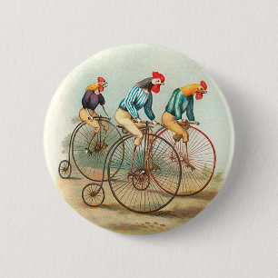 fietsenPoster, Pennyfarding Roosters Ronde Button 5,7 Cm