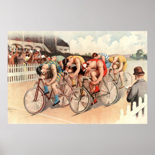 Fietsenras 1895 chromolithograaf poster (Voorkant)